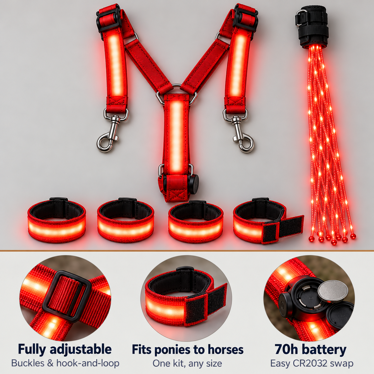 Red adjustable LED chest strap