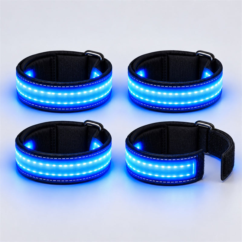 HaloTack Glow Leg Bands, set of 4, in blue